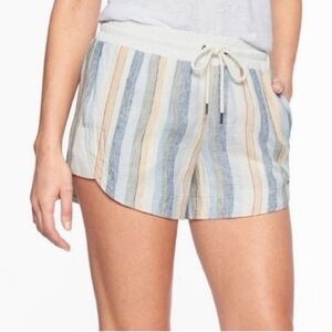 Athleta Beachside Bali Linen Shorts Striped Multicolor Size 8